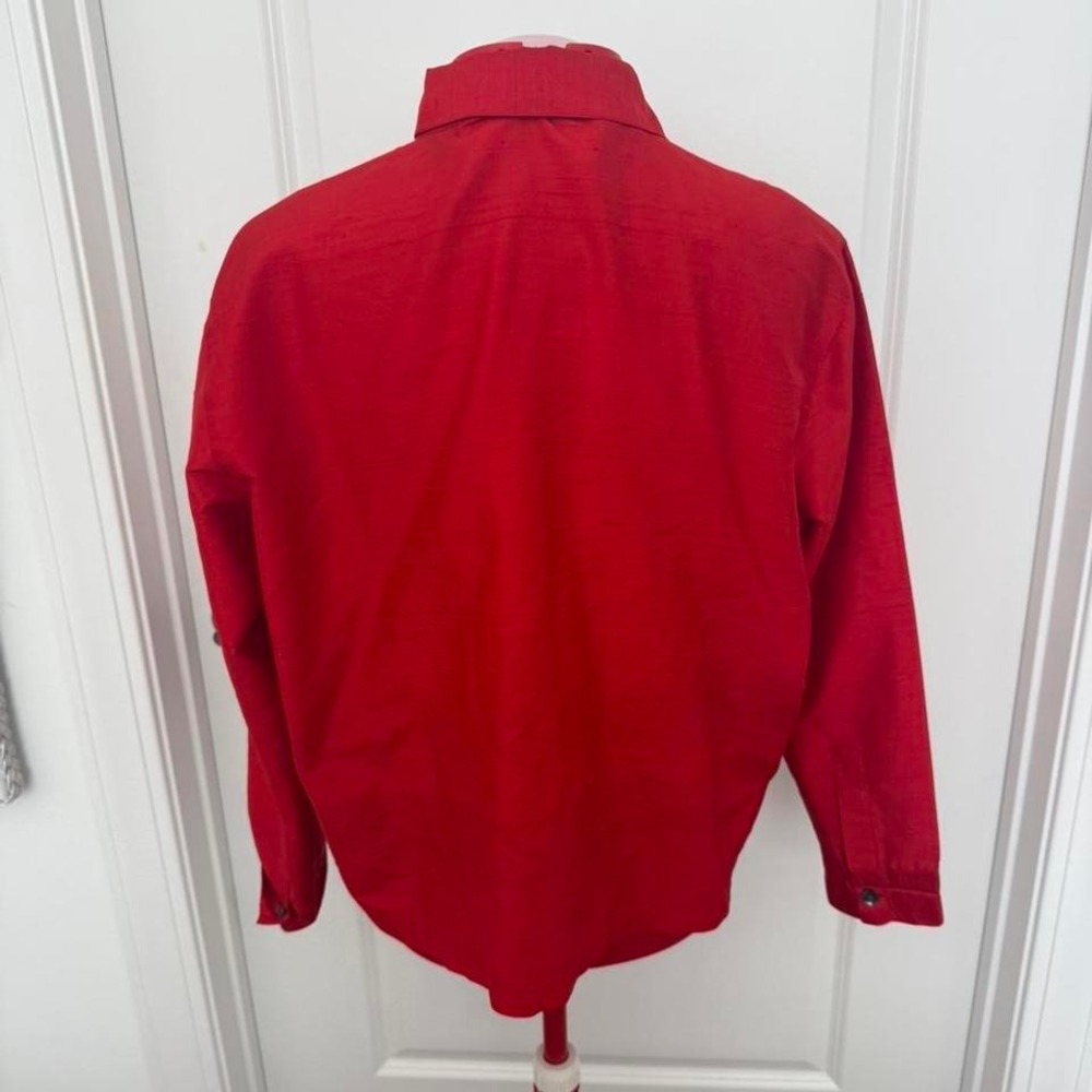 Vintage Chico's orange 100% Silk Button-Up Shirt Jacket — Size L/XL‎ - Picture 6 of 7